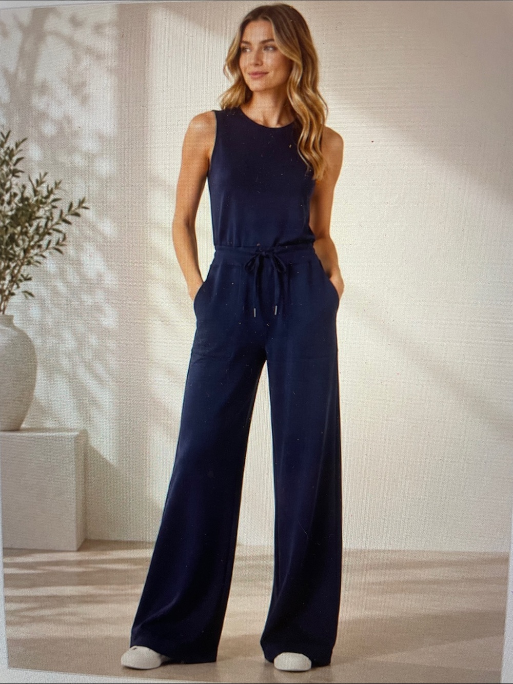 Spanx air essentials navy jumpsuit sz M